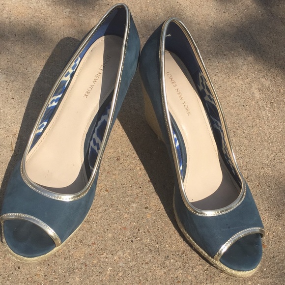 Jones New York Shoes Jones New York Blue Wedges Poshmark